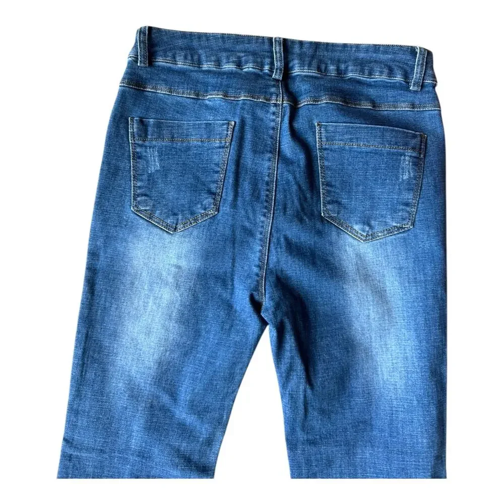 Retro High Rise Center Seam flare fringed blue Jeans size 27